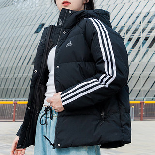 阿迪达斯 （adidas）女装棉服夹克外套 冬季自营运动服保暖休闲防风羽绒服 IT8720/侧边三条纹/连帽 L