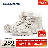 斯凯奇Skechers冬季雪地靴女加绒保暖复古高帮鞋百搭短筒靴