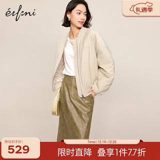 伊芙丽（eifini）伊芙丽米色夹棉飞行员棒球服短款夹克女2024春装