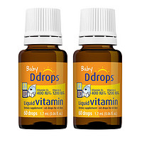 Ddrops 滴卓思 婴幼儿维生素D3滴剂液体钙0岁以上适用 婴儿AD滴剂 *2（0-1岁）