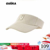 古由卡(GUUKA)潮牌户外遮阳空顶帽男 嘻哈立体刺绣可调节魔术贴运动旅行帽 卡其 均码