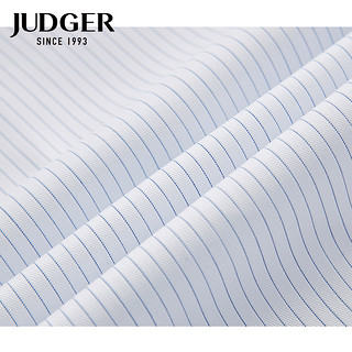 庄吉（Judger）正装男士液氨免烫长袖衬衫纯棉舒适休闲白色条纹商务衬衣条纹 白色条纹 041A