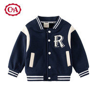 西雅衣家 C&AC&A秋冬男童加绒棒球服男童休闲外套可爱卡通小熊男小童外套秋冬装 藏青字母 90cm