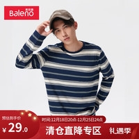 Baleno 班尼路 秋冬长袖T恤男潮流日系条纹宽松棉质上衣时尚舒适百搭上衣 B25 L
