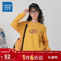 真维斯秋季女装长袖圆领卫衣时尚潮流上衣印花LE 黄色8400 190/108B/XXL