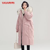 鸭鸭羽绒服 YAYA鸭鸭长款羽绒服女2022年冬季加厚貉子大毛领韩版保暖外套设计