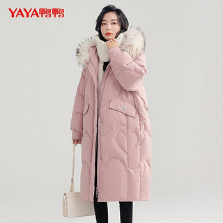 鸭鸭长款羽绒服女2022年冬季加厚貉子大毛领韩版保暖外套设计
