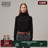 Teenie Weenie小熊20高领针织衫保暖毛衣女装时尚内搭 黑色 175/XL