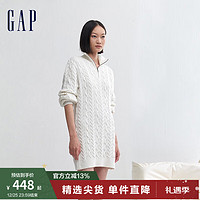 Gap女装冬季2023混纺宽松立领针织连衣841579毛衣 白色 170/88A(L)亚洲尺码