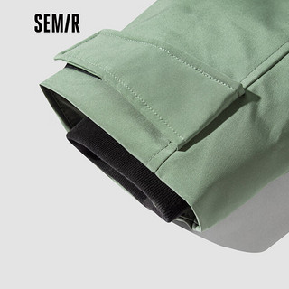 Semir 森马 棉服男智能温控宽松简约连帽冬季休闲外套工装风上衣 土灰绿