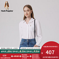 Hush Puppies暇步士女装2024春棉麻纯色简约通勤休闲宽松衬衫 118白色 S