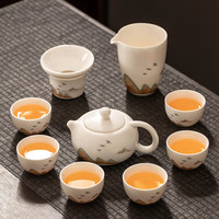 瓷牌茗茶具羊脂玉瓷远山茶具套装办公室德化白瓷茶壶盖碗茶杯功夫茶具整套 羊脂玉瓷《远山》西施壶 10件