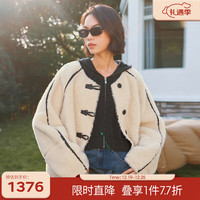 伊芙丽(eifini)伊芙丽米色牛角扣设计感气质毛毛外套女2023冬装羊毛上衣 米色 165/88A/L