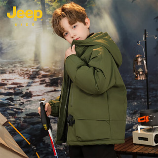 Jeep儿童棉服外套冬季棉衣加棉加厚外套冬装青少年中大童 军绿 120cm