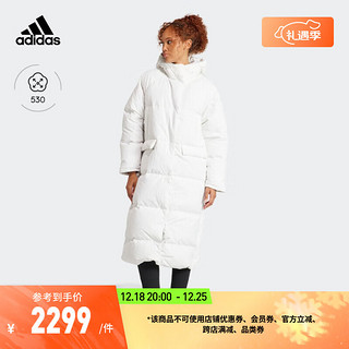 adidas阿迪达斯轻运动女装冬季530蓬保暖长款连帽户外羽绒服 白 AXS