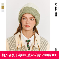 bosie冬季帽子贴标撞色毛线帽男女同款