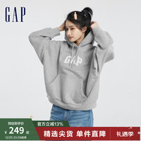 Gap 盖璞 女装秋季2023LOGO抓绒卫衣805282连帽衫 灰色 165/88A(S)