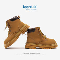 TEENMIX 天美意 童鞋马丁靴2023春秋新款男女小黄靴高帮 黄色(加绒) 37码