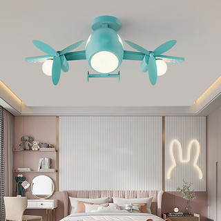 英格照明儿童房灯简约时尚卡通飞机吸顶灯男童卧室灯创意LED男孩房间灯具 灰色-三色光