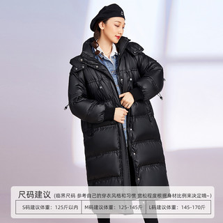 雪中飞 SNOWFLYING 可拆卸帽长款大廓形羽绒服