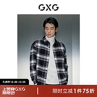 GXG男装 黑白格长袖翻领衬衫 冬季GEX10327574 黑白格 170/M