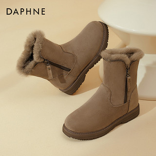 DAPHNE 达芙妮 冬季雪地靴女2023新款加绒马丁靴女鞋棉靴防滑保暖棉鞋冬鞋