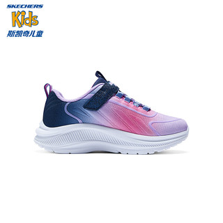 SKECHERS 斯凯奇 公主爱心闪灯鞋女童魔术贴休闲鞋中大童舒适运动鞋303721L 海军蓝色/多彩色/NVMT 27.5码