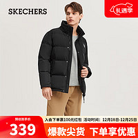 SKECHERS 斯凯奇 男子梭织短款羽绒外套L423M176 深黑色/002K XL