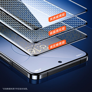 毕亚兹【全屏覆盖+】小米14Pro钢化膜 xiaomi14pro手机贴膜 高清全胶曲面玻璃强抗指纹防刮耐磨保护JM929