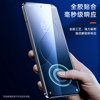 毕亚兹【全屏覆盖+】小米14Pro钢化膜 xiaomi14pro手机贴膜 高清全胶曲面玻璃强抗指纹防刮耐磨保护JM929