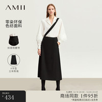 AMII零染环保背带裙半身裙女多种穿法A字裙小黑裙子 黑色 165/72A/L