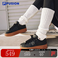 FILA FUSION斐乐潮牌女鞋STACK场下滑板鞋2023季饼干鞋运动鞋 黑-BK 36码