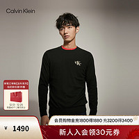 Calvin Klein【礼袋龙年系列】 Jeans24春季男女新年红毛衣J325297 BEH-太空黑 L
