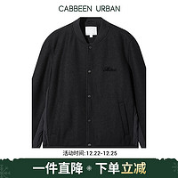 卡宾男装字母毛巾绣棒球服宽松夹克H2234184005 煤黑色01 52/180/XL