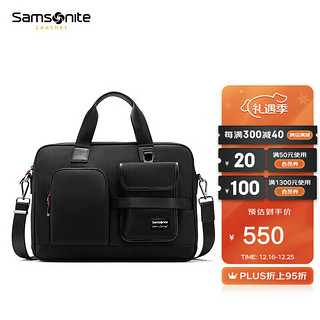 Samsonite 新秀丽 公文包男士时尚商务电脑包手提斜跨两用包 NQ2*09001 黑色