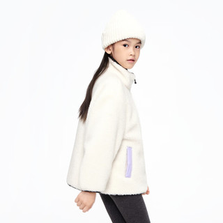 little MO&Co.双面穿 little moco童装23冬装男女童仿羊羔毛外套保暖棉服 米白色 155/72
