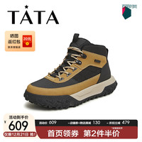 他她2023冬户外厚底休闲短靴男士潮酷登山运动PCT01DD3 土黄/黑 39
