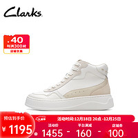 Clarks 其乐 轻盈系列女鞋透气时尚厚底轻盈防滑休闲高帮板鞋 白色 261747224 38