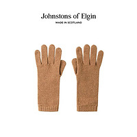 Johnstons of Elgin 纯羊绒长手套女秋冬季针织五指手套 驼色