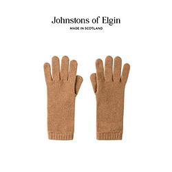 Johnstons of Elgin 纯羊绒长手套女秋冬季针织五指手套 驼色