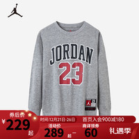 NIKE  AIR JORDAN 耐克AJ童装男童23号长袖T恤23春秋儿童运动休闲上衣 岩层灰 135/64(XS)