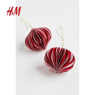 H&MHOME家居用品装饰品6件装饰品蜂窝球纸质圣诞小挂饰0666257 深红色/绿色 NOSIZE