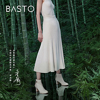 BASTO 百思图 2022冬季新款商场同款时尚潮流粗跟时装靴女短靴TGP43DD2