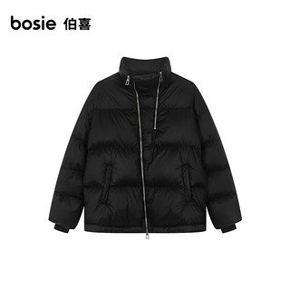 bosie23年冬羽绒服男双门襟拉链印花羽绒服 黑色 175/92A