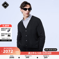金林德伯格(J.Lindeberg)秋季绵羊毛细腻商务休闲针织V领开衫男52343B004 RPR黑色 180/100A/L
