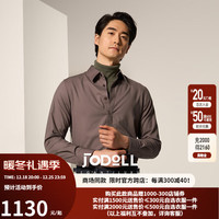 JODOLL乔顿男士衬衣时尚休闲浅咖色修身方领弹力长袖衬衫 浅咖色 37