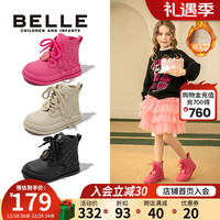 BeLLE 百丽 童鞋秋冬23年棉靴加绒保暖女童马丁靴小女孩公主靴儿童宝宝靴 曜石黑 37 适合脚长22.2-22.6cm