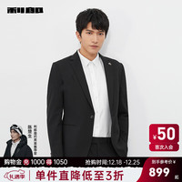 利郎西服套装男2024春季纯色商务新郎结婚西装一粒扣男士正装 黑色(23CXF011SA) 185