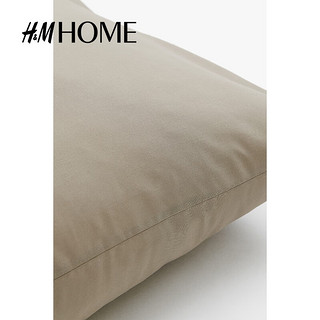 H&M HOME家居床上用品棉质柔软舒适枕套0824404 米灰色 50x90