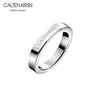 CaltenKirsn ck对戒情侣戒指玫瑰金满天星素圈时尚戒指男女圣诞情人节礼物 ck银色素戒（送 素链） 美码7号